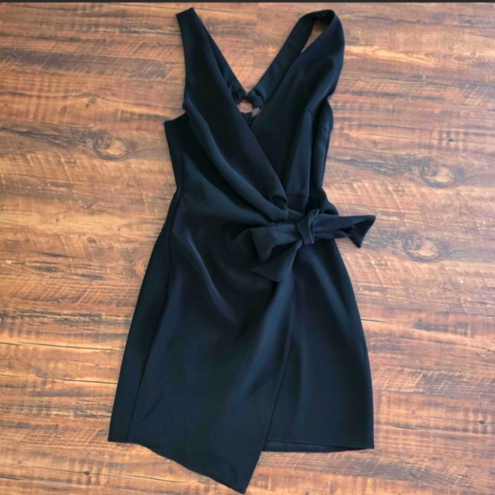 Zara Black Asymmetrical Wrap Mini Dress